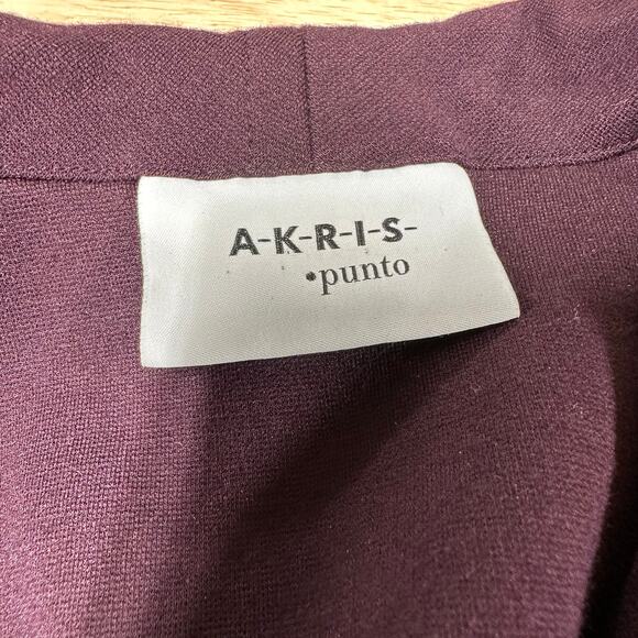 Akris Punto Waterfall Asymmetric Full Zip Purple Jacket Size 6 EUC Longline Coat - Picture 3 of 8